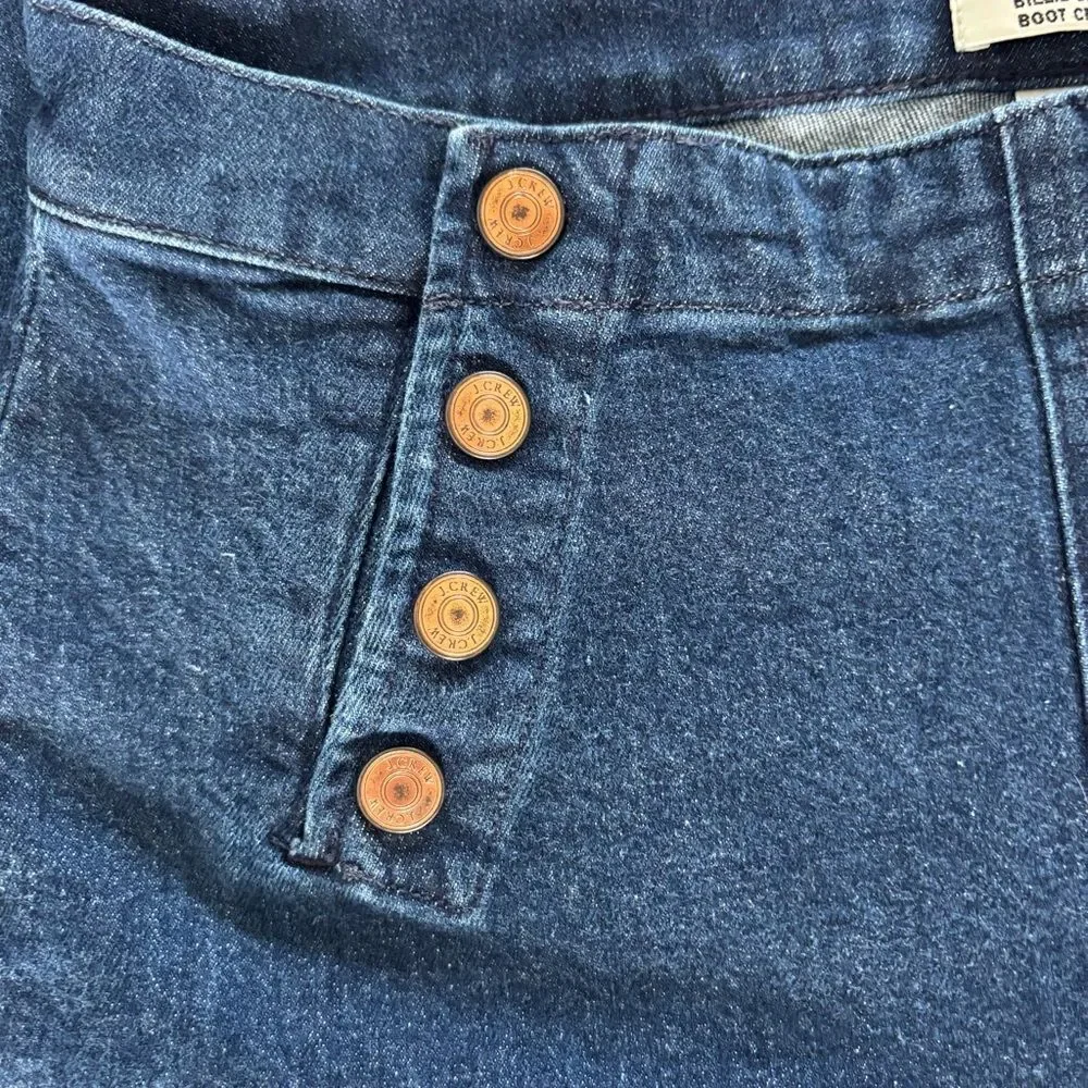 J.Crew Billie Demi Boot Crop Jeans 28 Dark Wash Sailor Button Old Money